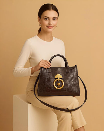Brown Corcodile Print Genuine Pure Leather Bag – Built to Last, Styled to Impress