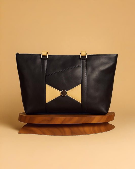 Black & Beige Genuine Pure Leather Bag – Built to Last, Styled to Impress