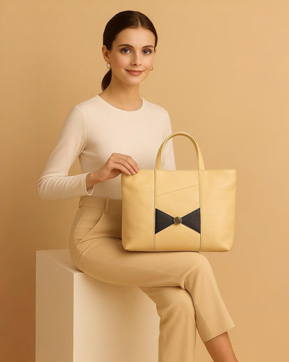 Black & Beige Genuine Pure Leather Bag – Built to Last, Styled to Impress