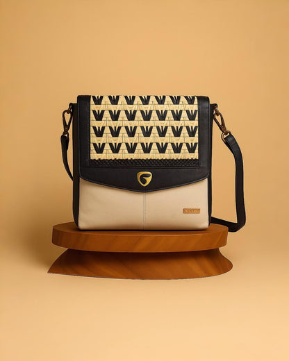 Black & Beige Trendy Genuine Pure Leather Bag – Built to Last, Styled to Impress