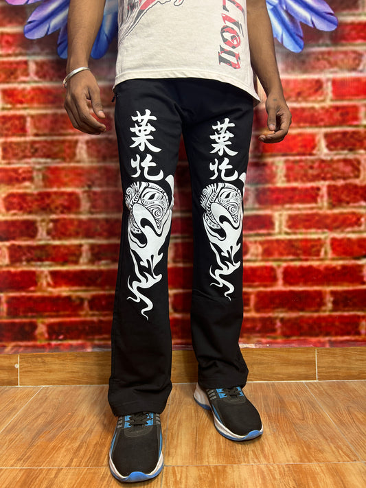 Japanese Design Printed Pure Cotton Track Pants