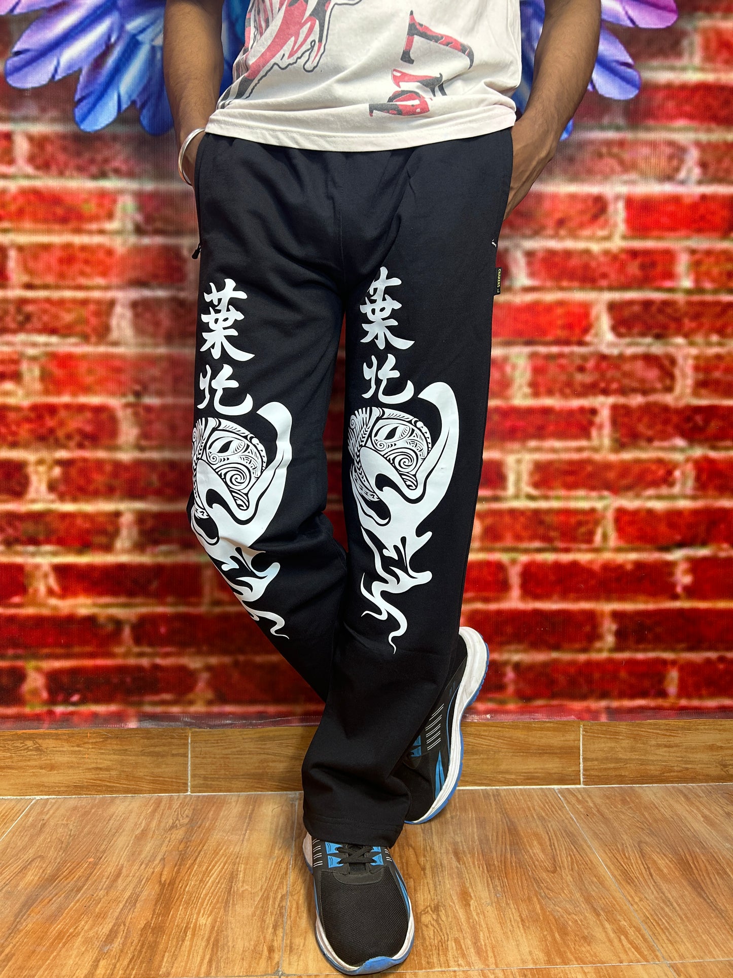 Japanese Design Printed Pure Cotton Track Pants