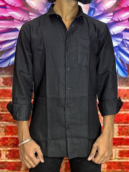 Black Korean Lenin Shirt For Men's