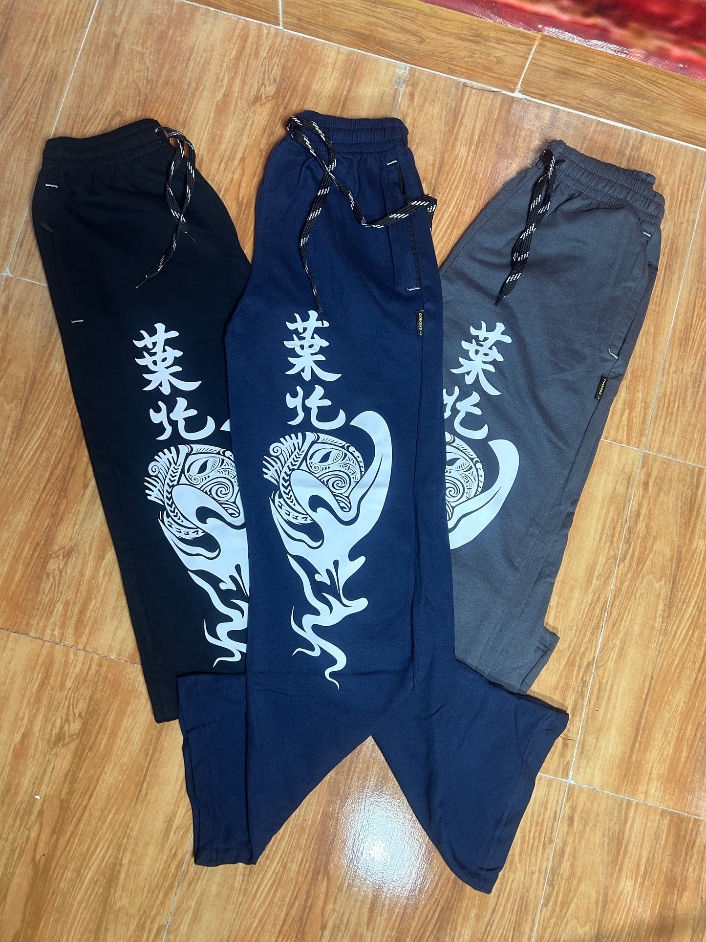 Japanese Design Printed Pure Cotton Track Pants