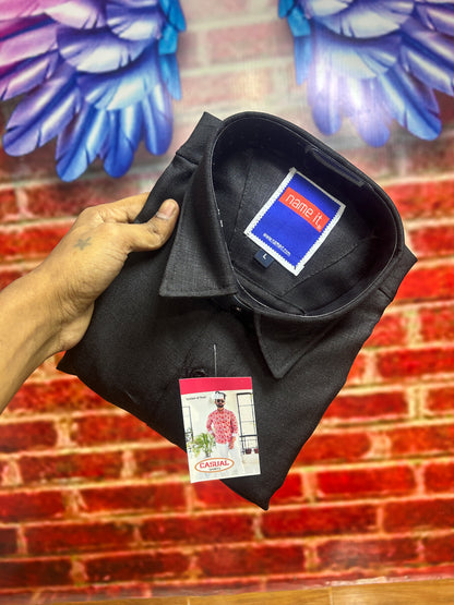 Black Korean Lenin Shirt For Men's