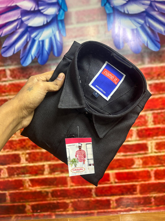 Black Korean Lenin Shirt For Men's